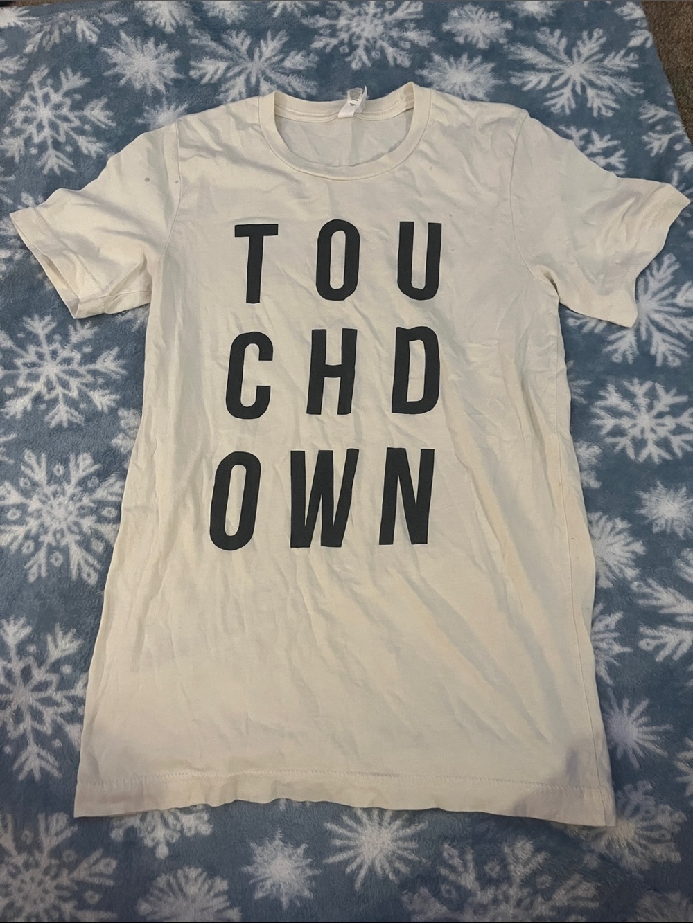 Bella Canvas White Tee with Black Lettering - 'TOUCHDOWN' Graphic